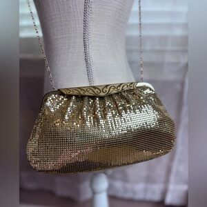 Whiting & Davis Gold Metal Mesh Crossbody Bag
